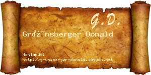 Grünsberger Donald névjegykártya